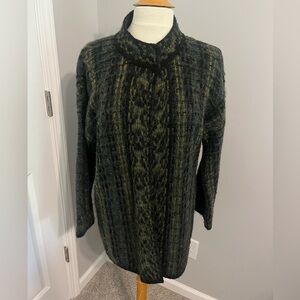 Lineamaglia Anthro Olive Green/Black Wool/Mohair/Alpaca Blend   Cardigan Sz S